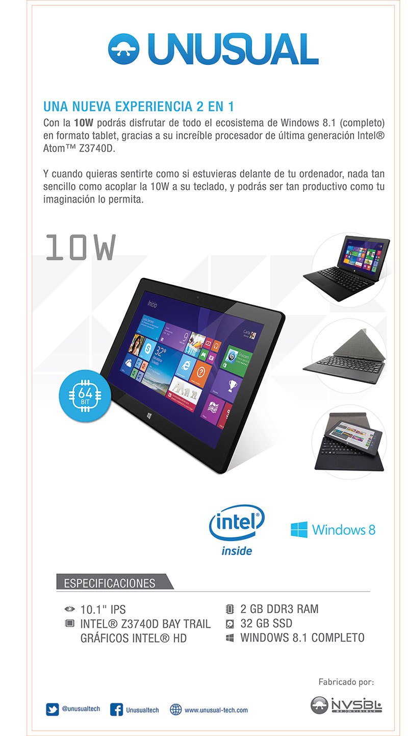 UNUSUAL 10W, la nueva tablet 2 en 1, a un precio low cost