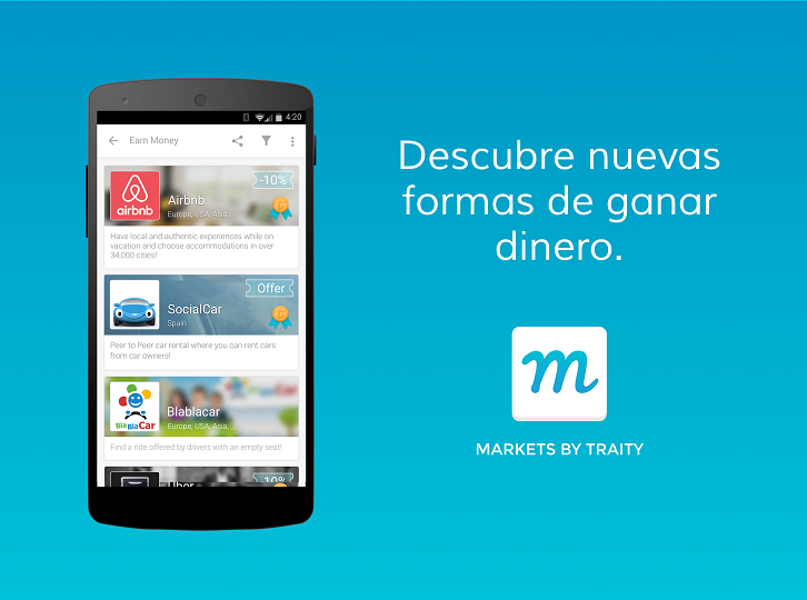 Markets by Traity, la app que ayuda a la gente a descubrir formas alternativas de ganar dinero