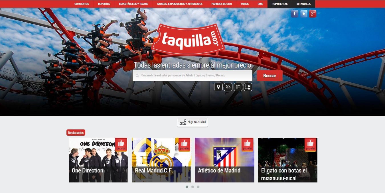 Taquilla.com vende entradas por valor de más de un millón de euros en sus primeros 6 meses online