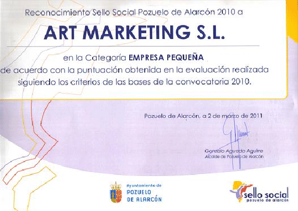Art Marketing recibe el Sello Social Pozuelo de Alarcón 2010
